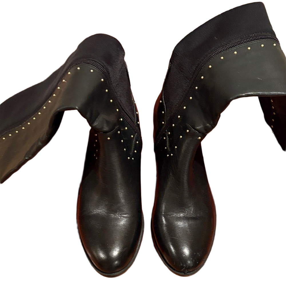 Calvin Klein Black Over the Knee Boots with Studs